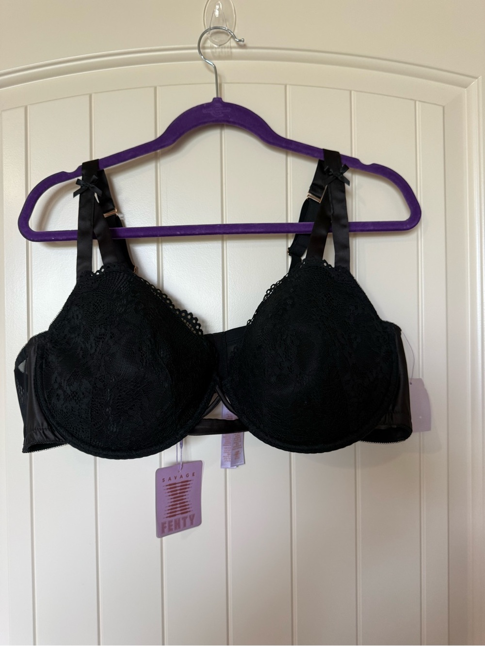 Savage X Fenty Black Lace Push-Up Underwire Bra